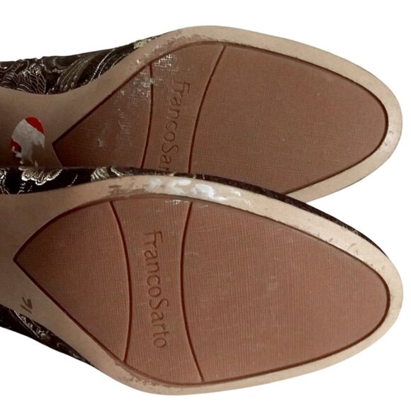 Ankle Boots, Size 10M Boot, Franco Sarto Black Gold Olympia Floral Ankle Boots - Picture 4 of 13